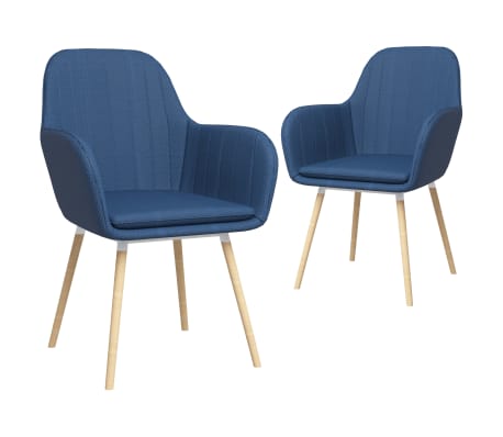 vidaXL Valgomojo kėdės su porankiais, 2vnt., mėlynos spalvos, audinys