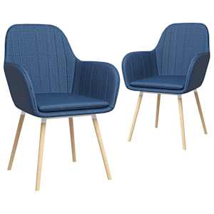 vidaXL Valgomojo kėdės su porankiais, 2vnt., mėlynos spalvos, audinys