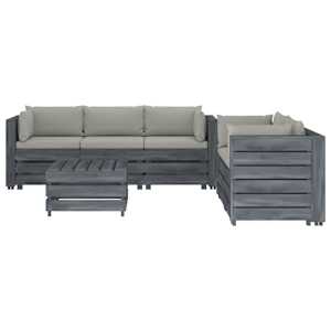 vidaXL Poilsio komplektas i&scaron; palečių su pagalvėmis, 6 dalių, mediena