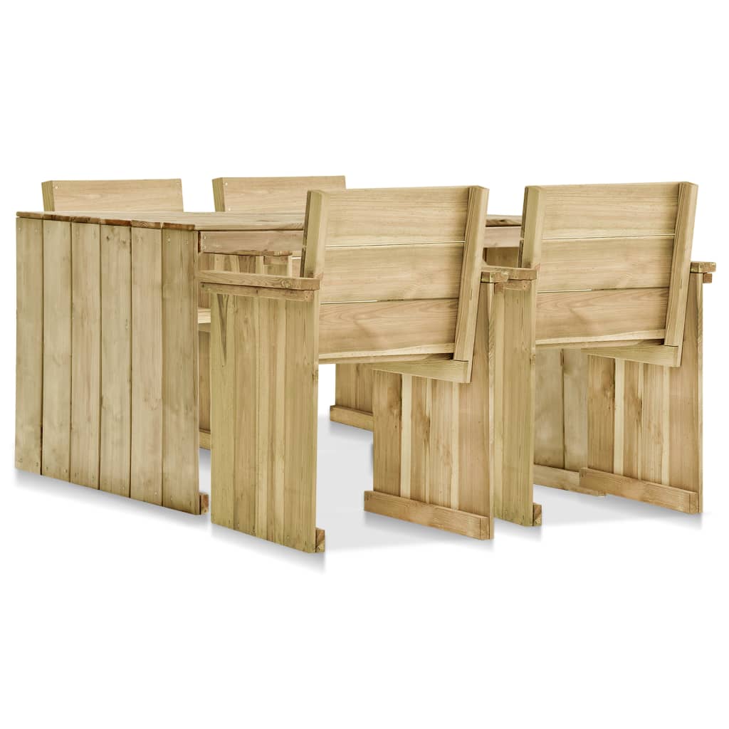 Set mobilier de exterior, 5 piese, lemn de pin tratat