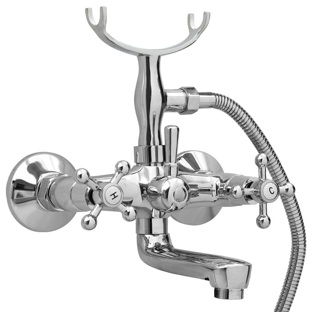 

vidaXL Badkraan tweeknops en handdouche chroom