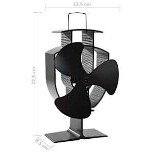 Teplem poháněný ventilátor na kamna 3 lopatky černý - obrázek 8