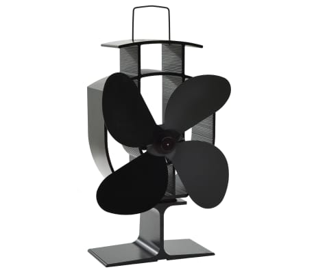vidaXL Heat Powered Stove Fan 4 Blades Black