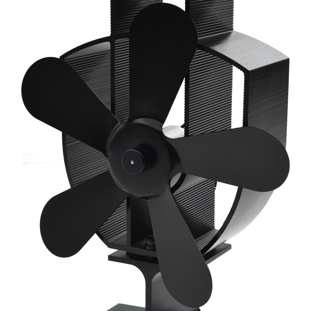 Fekete hővel meghajtott ötlapátos kandalló ventilátor 