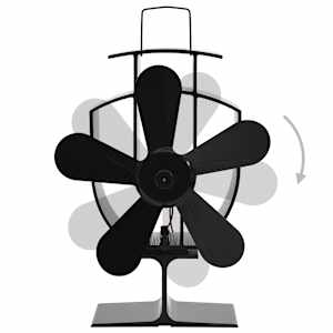 Teplem poháněný ventilátor na kamna 5 lopatek černý - obrázek 4