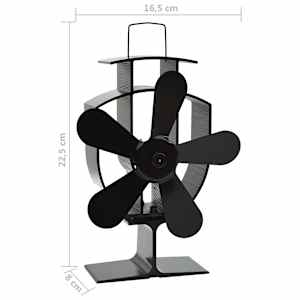 Teplem poháněný ventilátor na kamna 5 lopatek černý - obrázek 8