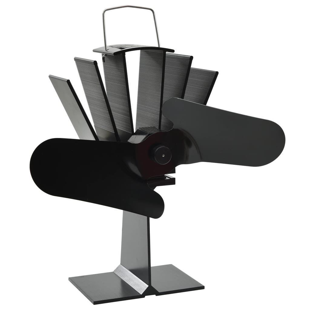 Fekete hővel meghajtott kétlapátos kandalló ventilátor 