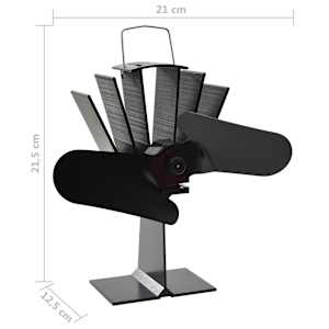 Teplem poháněný ventilátor na kamna 2 lopatky černý - obrázek 8