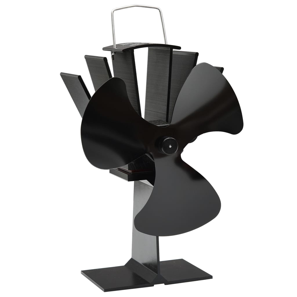 vidaXL Teplem poháněný ventilátor na kamna 3 lopatky černý