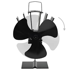 Teplem poháněný ventilátor na kamna 3 lopatky černý - obrázek 3