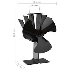 Teplem poháněný ventilátor na kamna 3 lopatky černý - obrázek 8