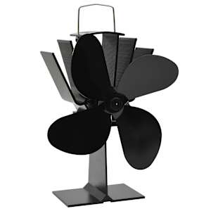 Teplem poháněný ventilátor na kamna 4 lopatky černý - obrázek 2
