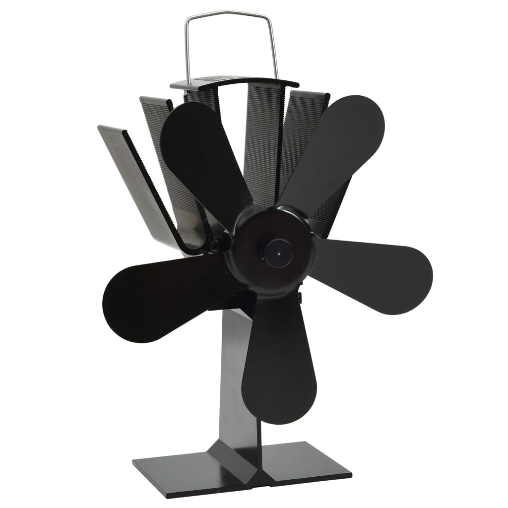 vidaXL Teplem poháněný ventilátor na kamna 5 lopatek černý