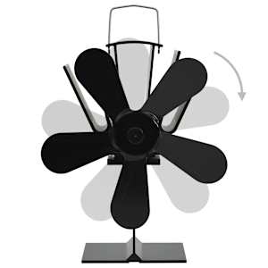 Teplem poháněný ventilátor na kamna 5 lopatek černý - obrázek 4