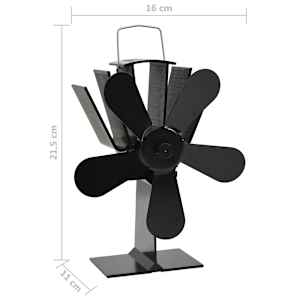 Teplem poháněný ventilátor na kamna 5 lopatek černý - obrázek 8