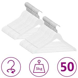 Obešalniki 50 kosov nedrseči beli iz trdega lesa