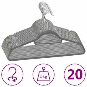 vidaXL 20 tk riidepuud, libisemiskindel, hall, samet