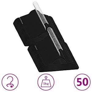 Obešalniki 50 kosov nedrseči črni žamet