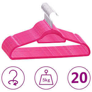 Obešalniki 20 kosov nedrseči roza žamet