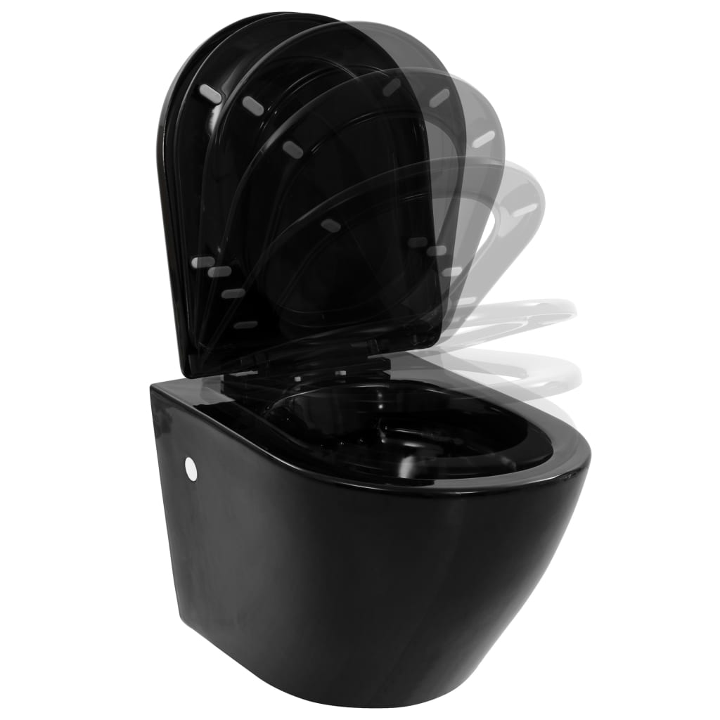 Toilette Suspendue Au Mur Avec Réservoir Caché Céramique Noir VidaXL 17 width=274
