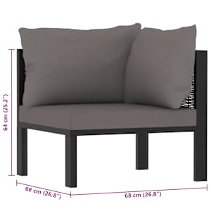 Dílčí rohová pohovka s levou područkou polyratan antracitová - obrázek 15