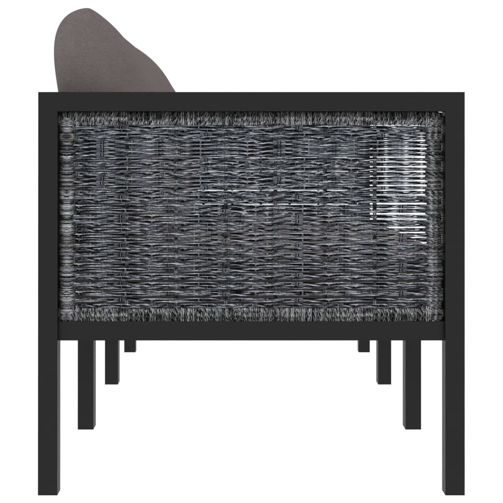 Elegancka, polirattanowa sofa ogrodowa 3-osobowa, antracytowa