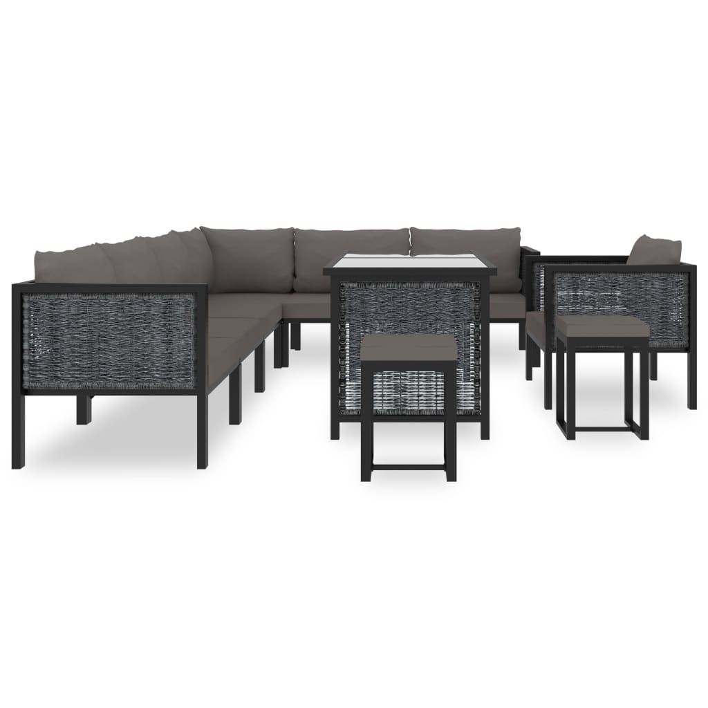 

vidaXL 10-delige Loungeset met kussens poly rattan antraciet