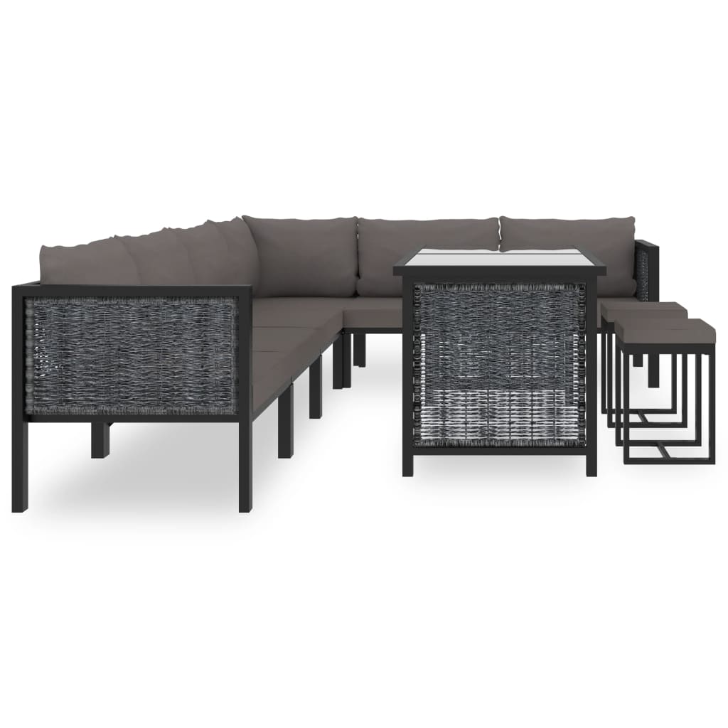 vidaXL 9-delige Loungeset met kussens poly rattan antraciet afbeelding