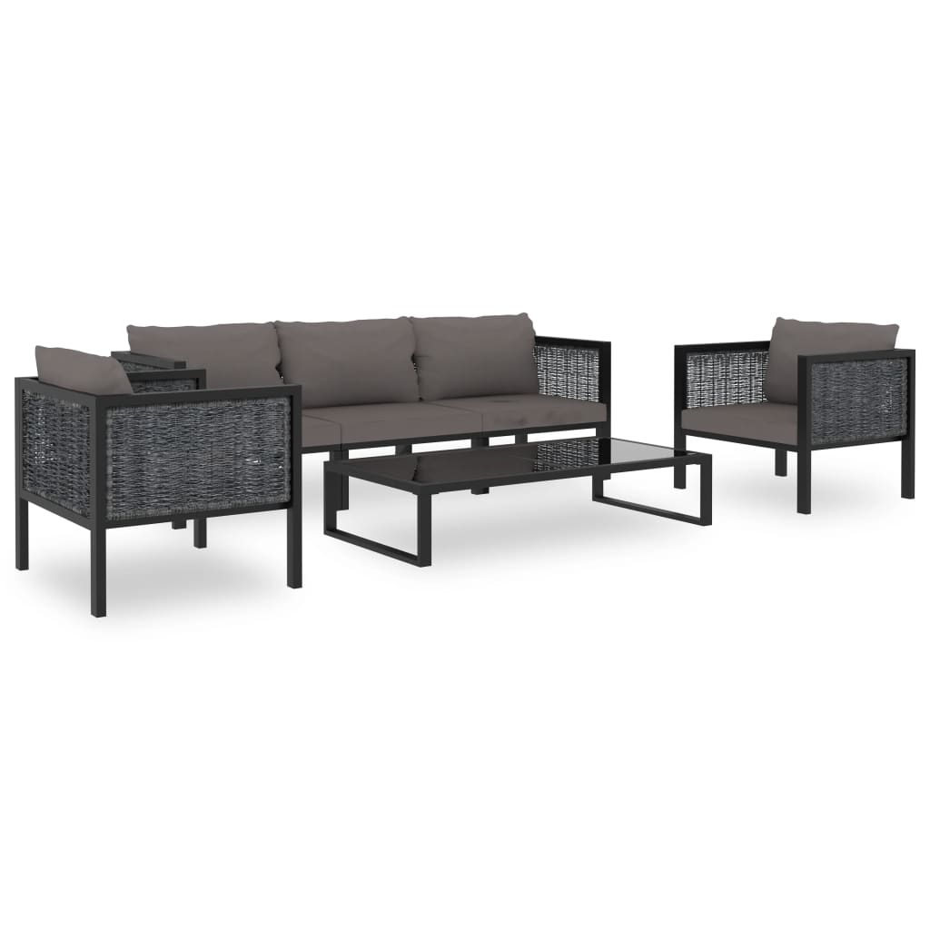 vidaXL 6-tlg. Garten-Lounge-Set mit Auflagen Poly Rattan Anthrazit