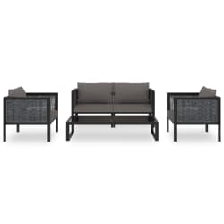 vidaXL 5-tlg. Garten-Lounge-Set mit Auflagen Poly Rattan Anthrazit