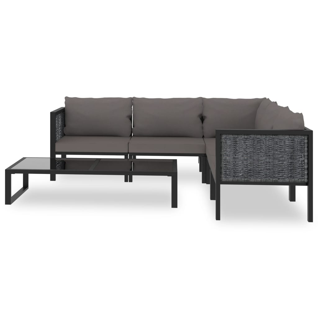 vidaXL 6-delige Loungeset met kussens poly rattan antraciet afbeelding