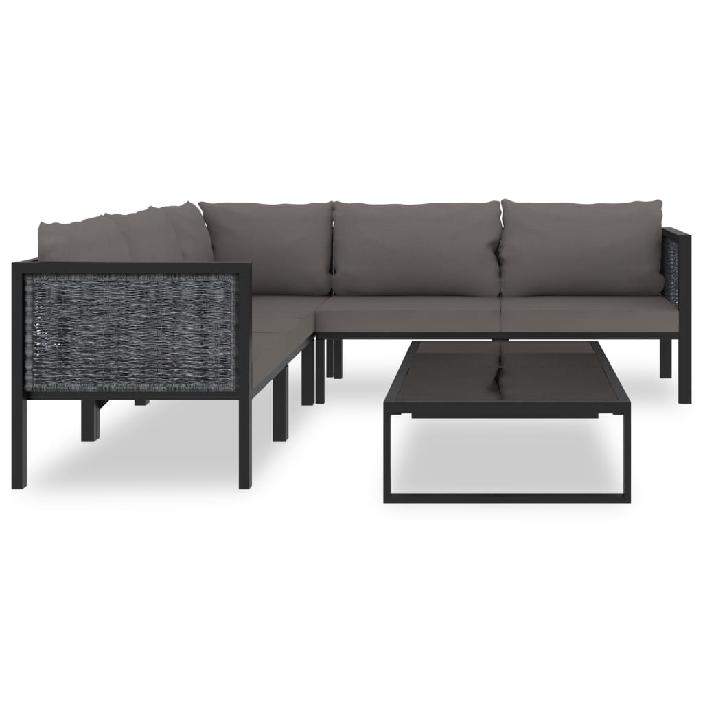 Thumbnail - vidaXL 6-tlg. Garten-Lounge-Set mit Auflagen Poly Rattan Anthrazit
