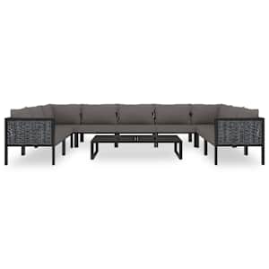 vidaXL ガーデンラウンジ10点セット クッション付き ポリラタン アントラシート