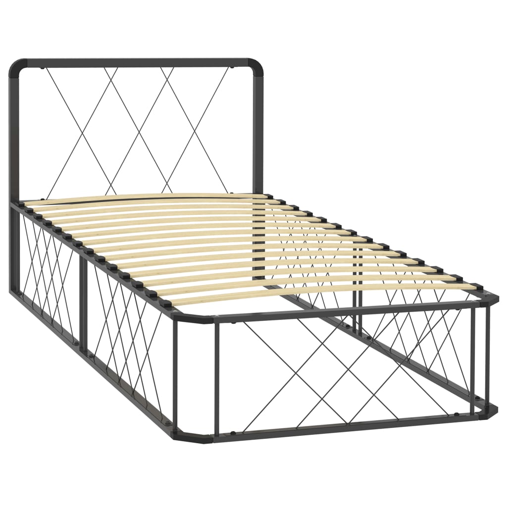 vidaXL Bedframe metaal grijs 90x200 cm