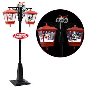 Vánoční pouliční lampa se Santou černo-červená 81x40x188 cm PVC - obrázek 2
