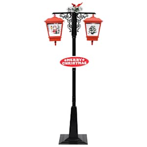 Vánoční pouliční lampa se Santou černo-červená 81x40x188 cm PVC - obrázek 3