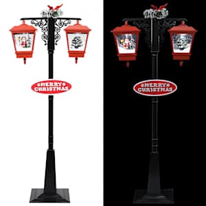Vánoční pouliční lampa se Santou černo-červená 81x40x188 cm PVC - obrázek 4