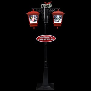 Vánoční pouliční lampa se Santou černo-červená 81x40x188 cm PVC - obrázek 5
