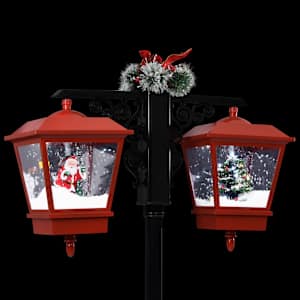 Vánoční pouliční lampa se Santou černo-červená 81x40x188 cm PVC - obrázek 6