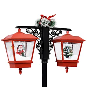Vánoční pouliční lampa se Santou černo-červená 81x40x188 cm PVC - obrázek 9