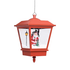 Vánoční závěsná lampa LED světlo a Santa červená 27x27x45 cm - obrázek 3