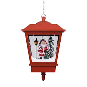 Vánoční závěsná lampa LED světlo a Santa červená 27x27x45 cm - obrázek 4