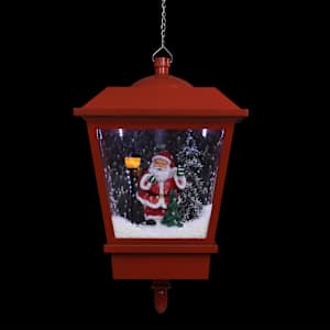 Vánoční závěsná lampa LED světlo a Santa červená 27x27x45 cm - obrázek 7
