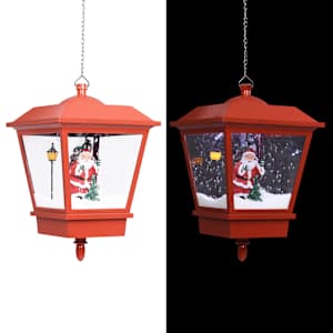 Vánoční závěsná lampa LED světlo a Santa červená 27x27x45 cm