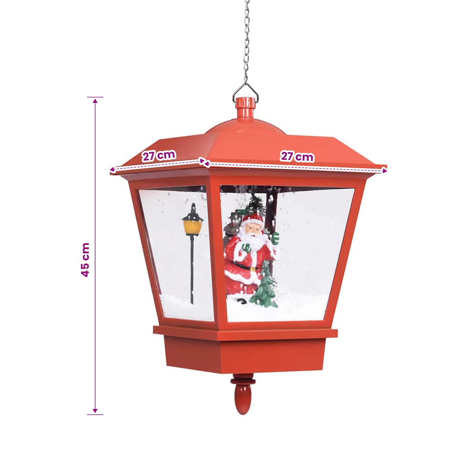 vidaXL Weihnachts-Hängelampe LED-Licht und Weihnachtsmann Rot 27×27×45 – Bild 7