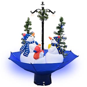 vidaXL lumesajuga j&otilde;ulukuusk vihmavarjualusega sinine 75 cm, PVC