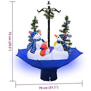 Sněžící vánoční stromek s deštníkovým stojanem modrý 75 cm PVC - obrázek 7