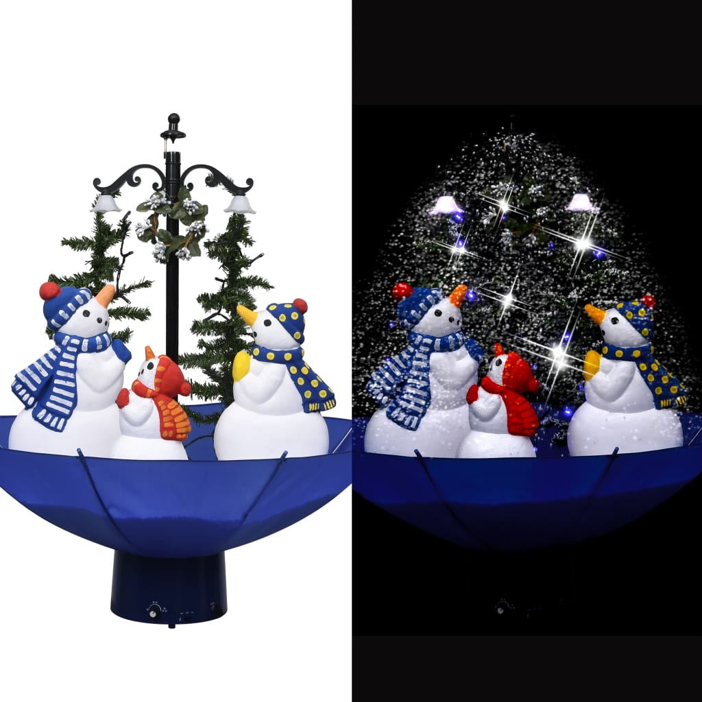 vidaXL Brad de Crăciun cu ninsoare și bază umbrelă albastru 75 cm PVC