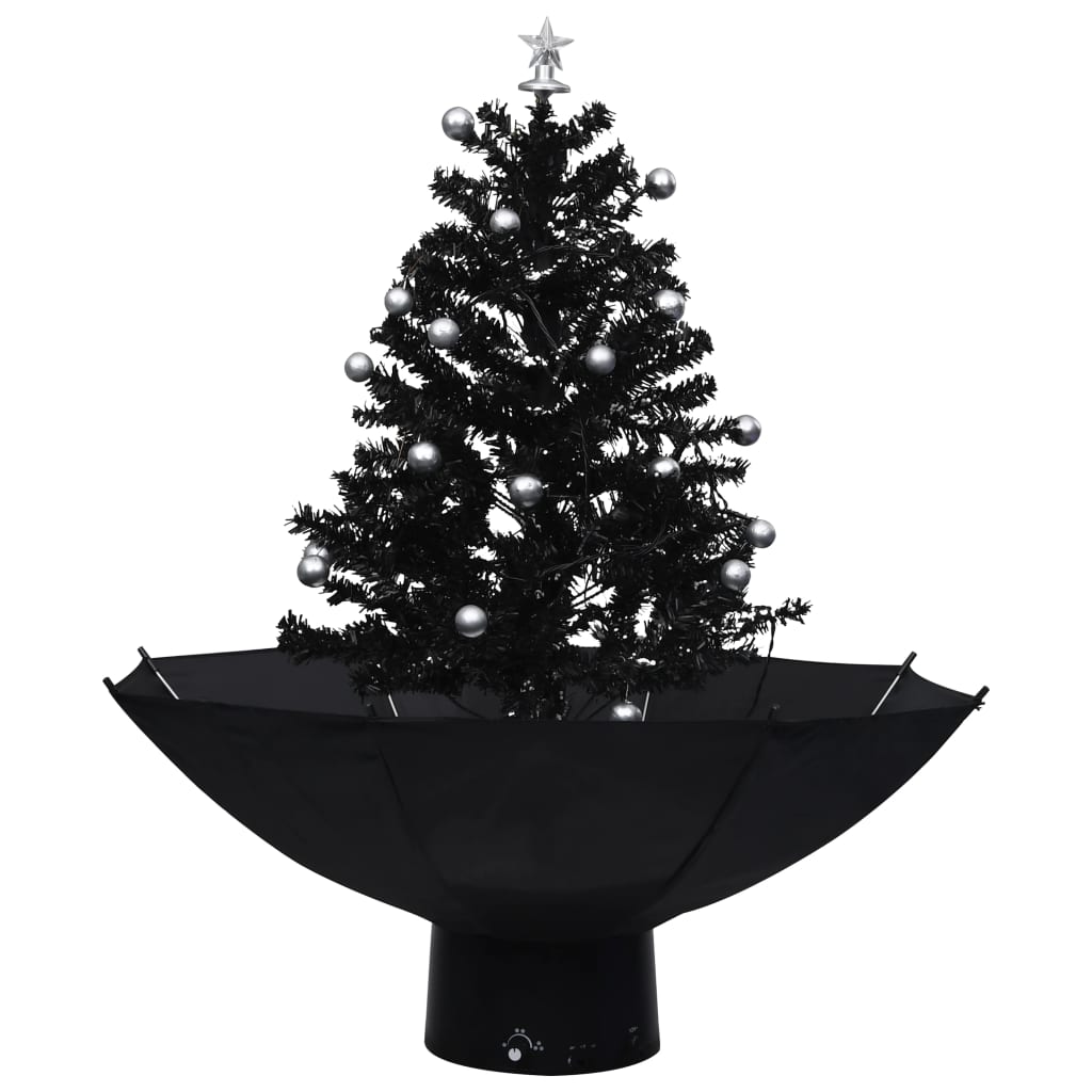 Sněžící vánoční stromek s deštníkovým stojanem černý 75 cm PVC