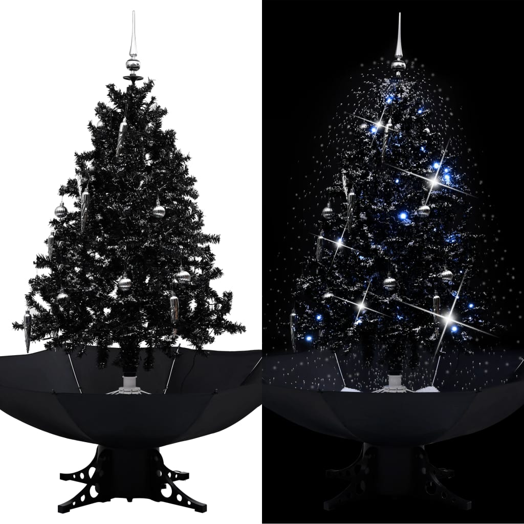 vidaXL Schneiender Weihnachtsbaum mit Schirmfuß Schwarz 140 cm PVC